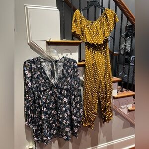 Floral Dress and Polka Dot Jumpsuit Set